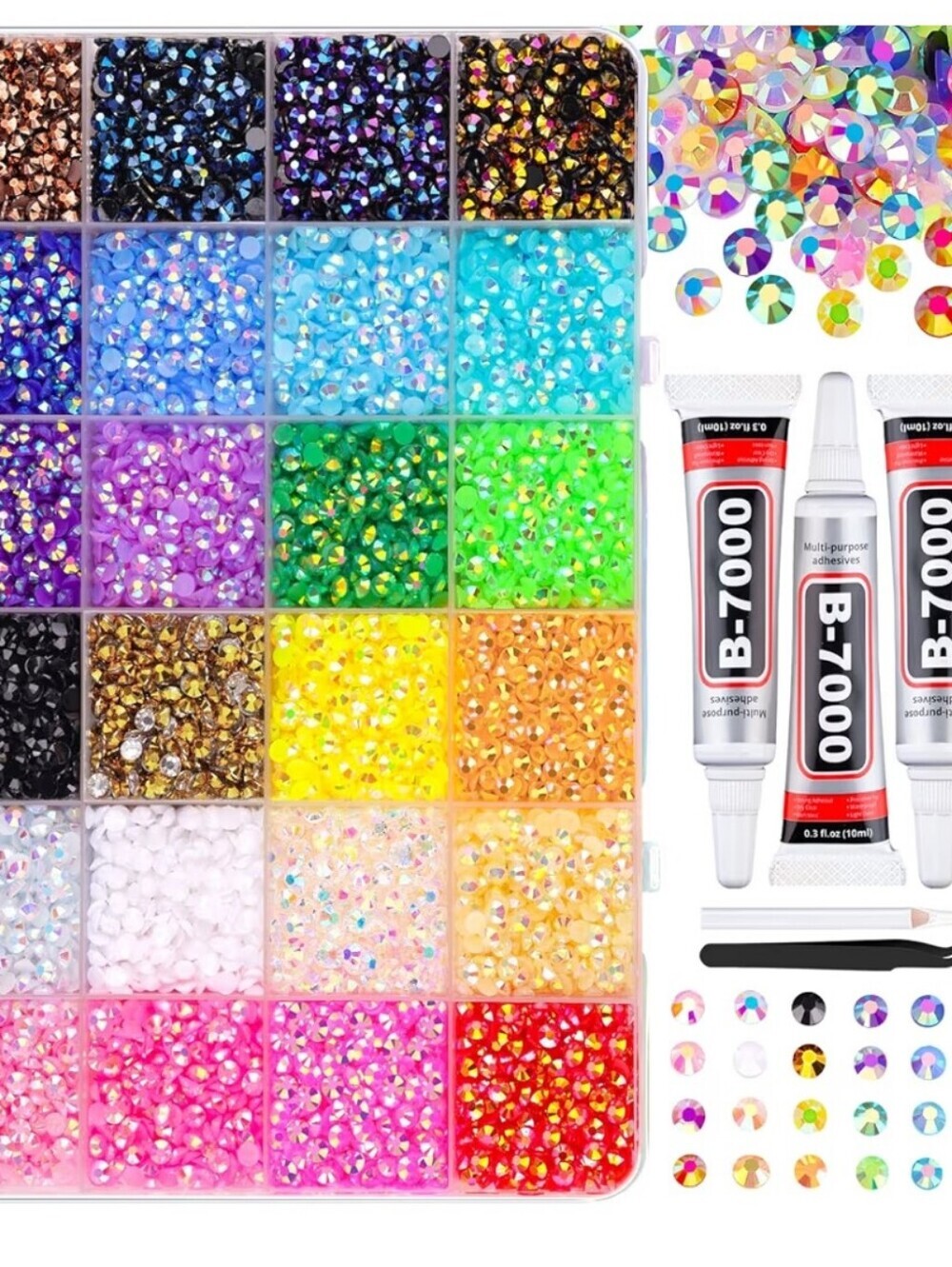34000 Multicolor Resin Jelly Rhinestone Kit with B-7000 Glue